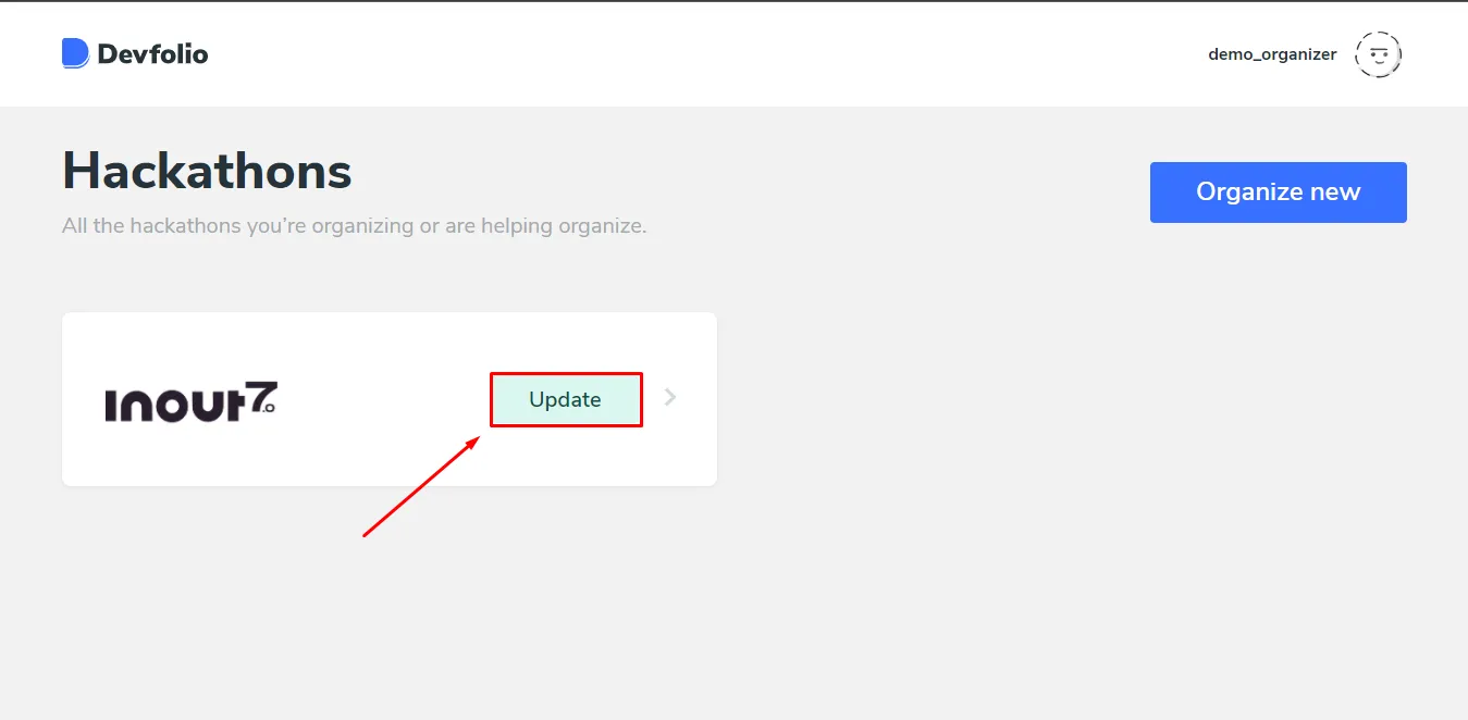 Update button on Hackathon card